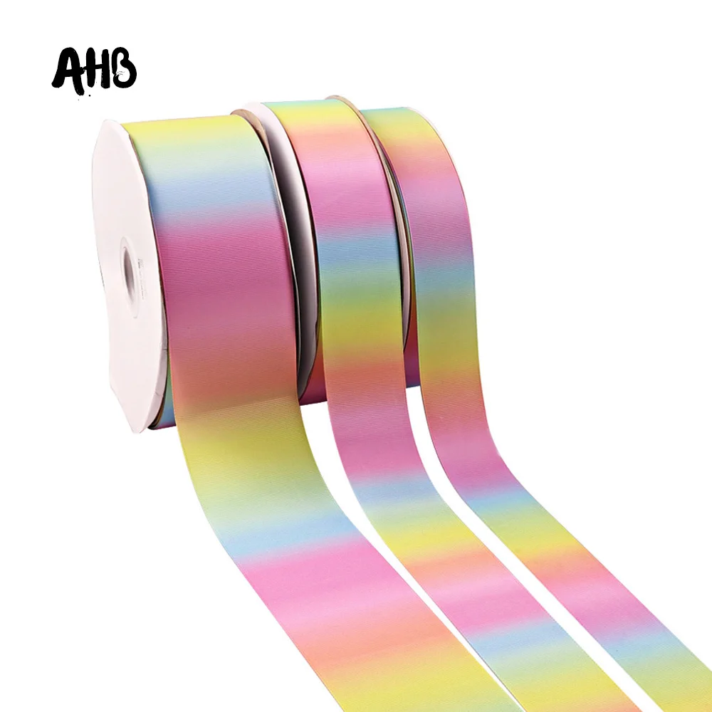 AHB Grosgrain ленты градиентные цвета Радужная лента 38/50/75 мм DIY аксессуары для волос