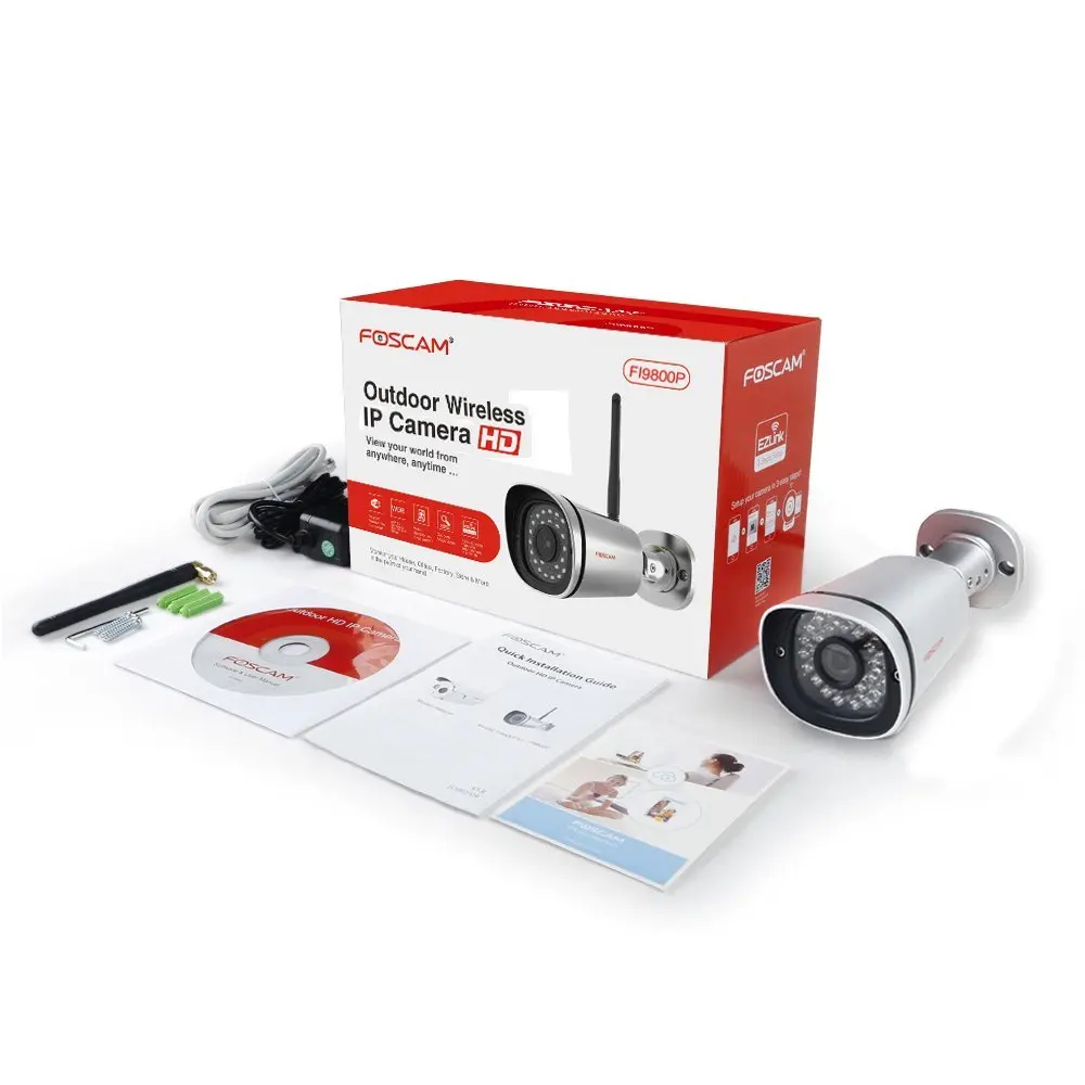 Foscam FI9800P 720P Беспроводная HD IP цилиндрическая камера видеонаблюдения с ночным