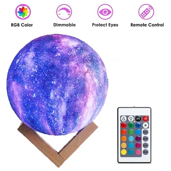 

3D Colored Drawing Moon Lamp Night Light Color Change Remote Control Indoor Decorations