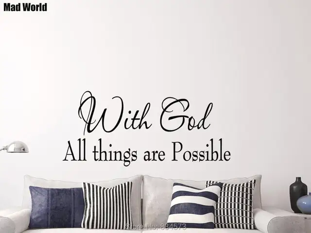 mad world with god all things are possible bible wall art stickers