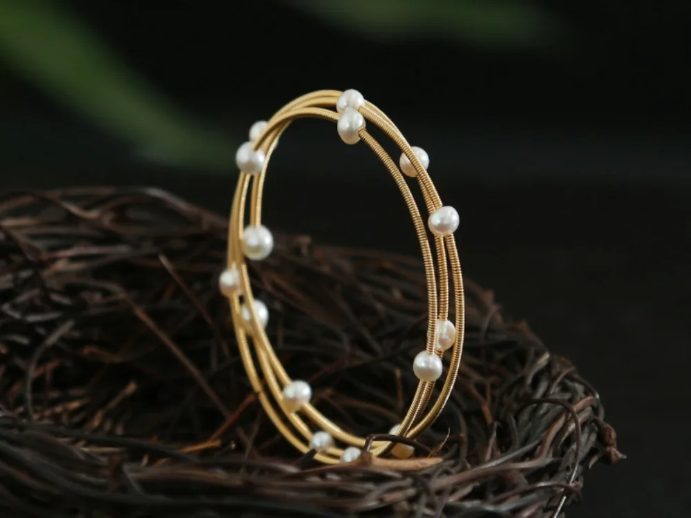 

2019 New Arrival Pearls Bracelets Bangles 14K Gold Bracelet Multilayer Bangle Ornaments for Women Statement Jewelry femme homme