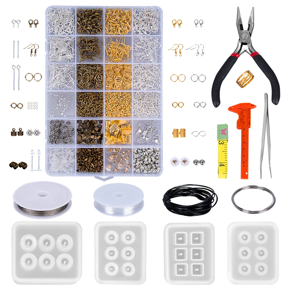 2280 шт Набор для изготовления сережек, ручная работа, сделай сам, фурнитура для ювелирных изделий, коробка, аксессуары, кольца для изготовления бусин, застежки, булавки, инструменты для DIY