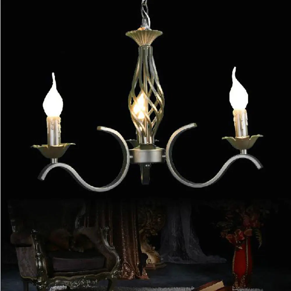 

Free Shipping Iron Chandelier Black Candelabra Antique Art Deco Sconce Pendant Lamp Price  3*E14 LED Bulb 1 years warranty