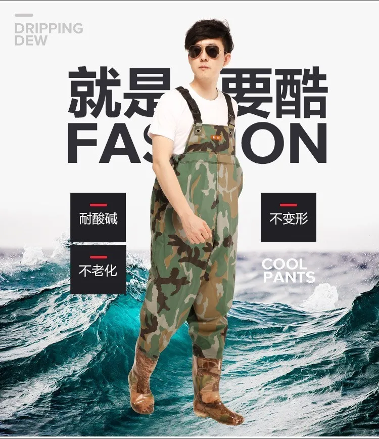 

Fishing Waders With Wading Boots Adjustable Shoulder Strap Fishing Gear Boots Wader Waterproof Camouflage Hunting jumpsuit HW071