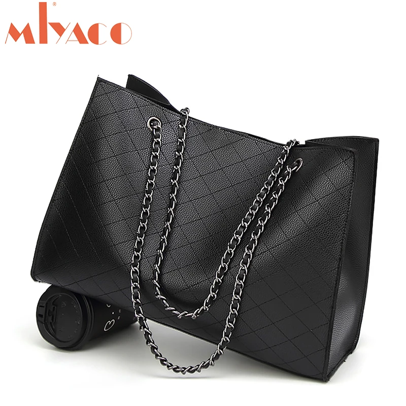 

Miyaco Fashion Chains Bag for Women Shoulder Bags PU Leather Handbag Big Tote Bag Composite Bag