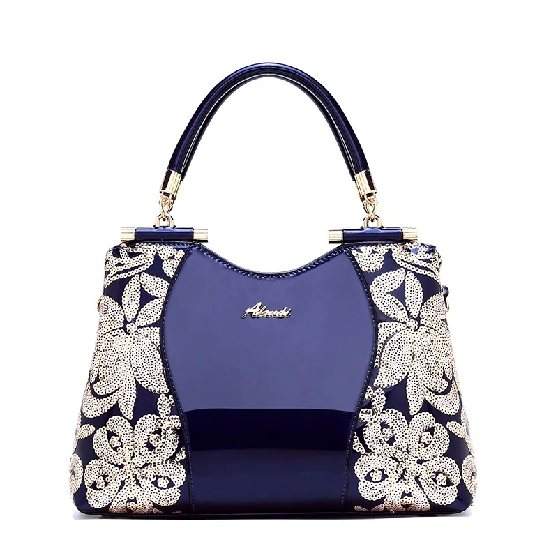 

2019 Patent Leather Shoulder Bag Female Evening Party Bags Brand Designer Handbags Large Capacity Women Sequined Cross Body Tote