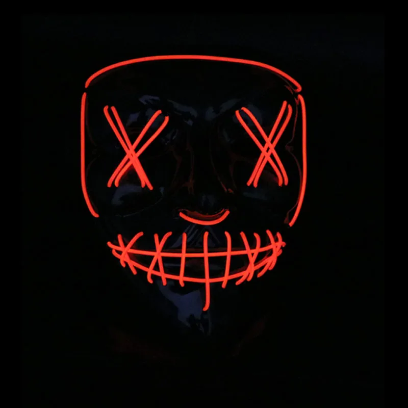 

LED Mask Halloween Neon Party Scary The Purge Mask Brithday Gift Festival Adult Luminous Light Glow In Dark Horror Skull Cosplay