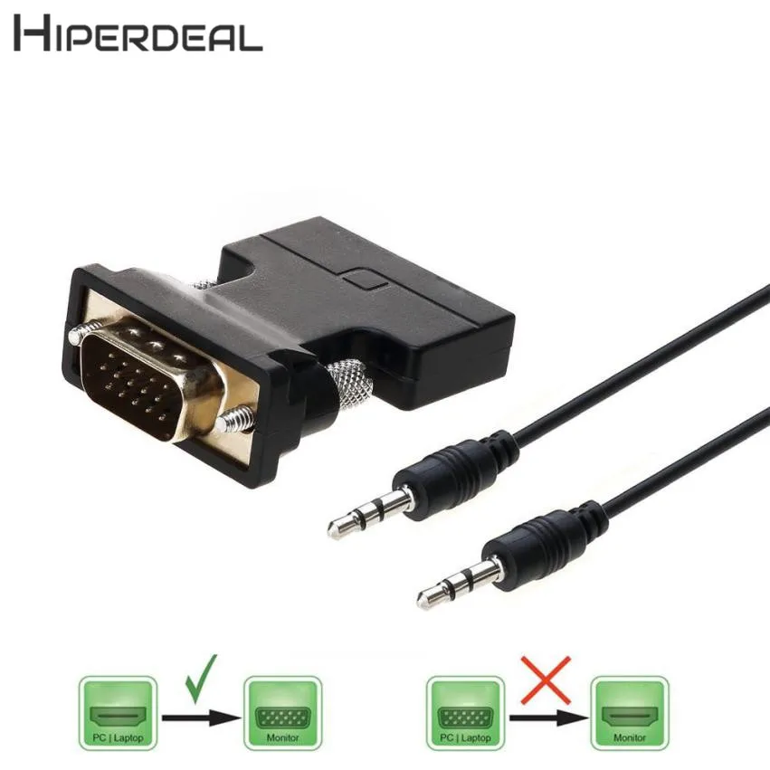 HIPERDEAL Новый 1080P Женский HDMI в VGA Мужской конвертер адаптер ключ с 3 5 мм стерео аудио