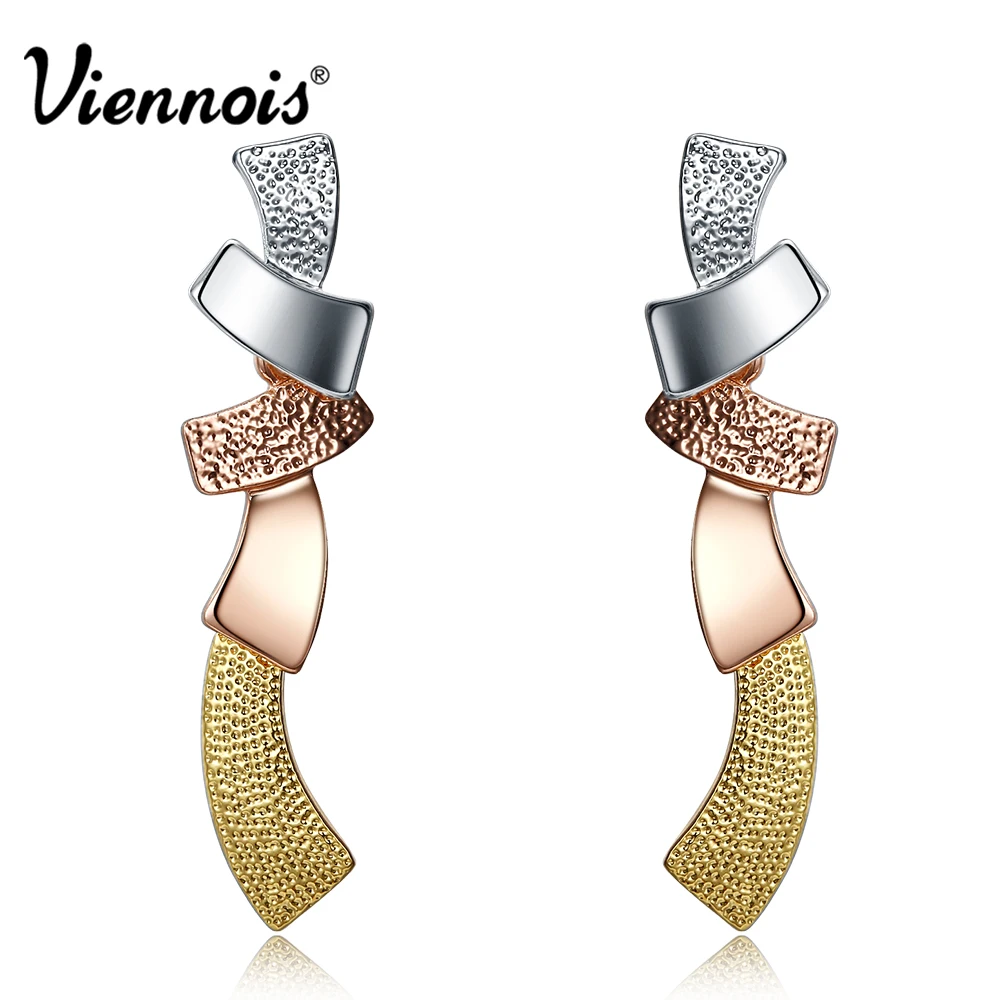 

Viennois New Multicolor Long Stud Earrings For women Silver/Gold/Rose Gold Color Female Trendy Colorful Earrings