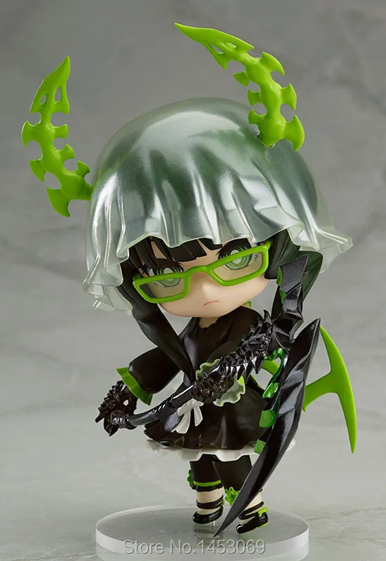 Аниме милый черный рок Shooter Blade Версия Мику с зелеными рогами дьявола ПВХ Nendoroid фигурка модель игрушки#292