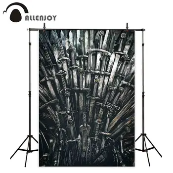 

Allenjoy background for photo studio metal knight swords medieval prince backdrop photobooth banner photocall shoot prop