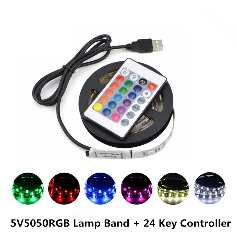 5V RGB клейкая водонепроницаемая 5050 USB лампа полоса инфракрасный пульт