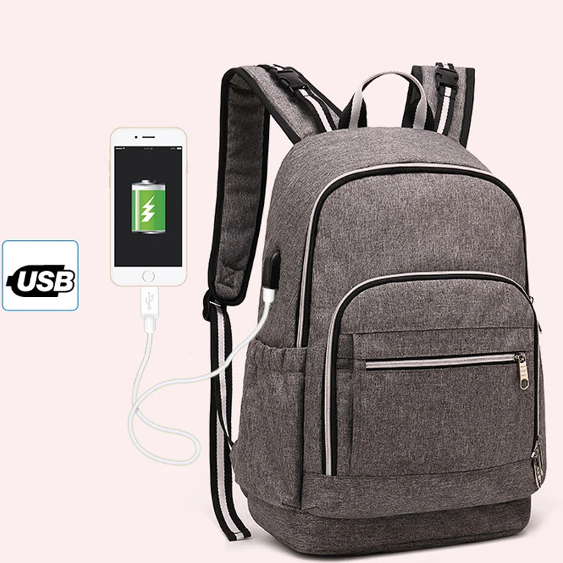 

Fashion Mummy Backpack Bag USB Charging Multi-function Diaper Bag Backpack Nappy Baby Bag with Stroller Straps for Baby Care