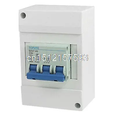 

DZ47-63 C50 3 Poles Mini Overloaded Circuit Breaker AC 400V 50A w Cover