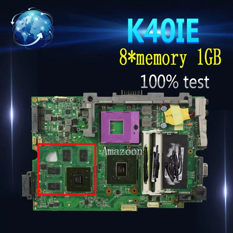 

Amazoon K40IE/K40ID Laptop motherboard for ASUS K40ID K40IE K40I X8AI original mainboard 8*memory 1GB