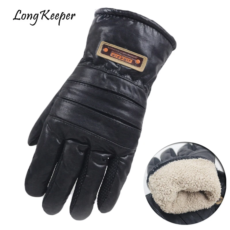 Роскошные меховые шерстяные мужские кожаные перчатки Long Keeper зимние сохраняющие