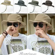 Унисекс Boonie Панама для рыбака с широкими полями сафари сетки кепки чистый колпачок солнце Регулируемый головной убор