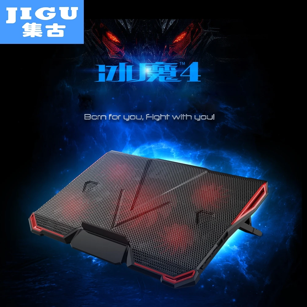 JIGU 5 FAN 2 USB Laptop Cooling Pad Adjustable Notebook Cooler +Holder