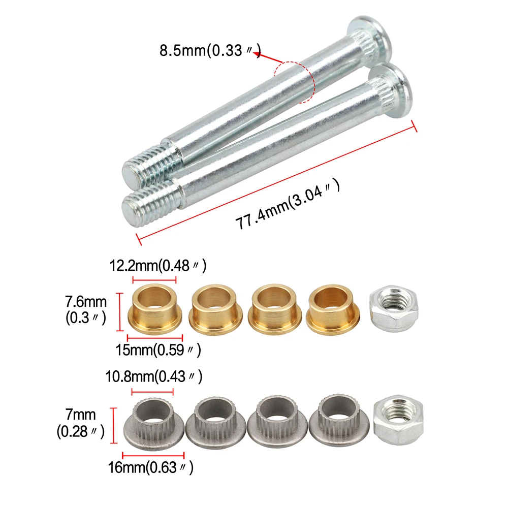 Front Upper Lower Door Hinge Pins Bushings Lock Nuts Kit Set for Accord