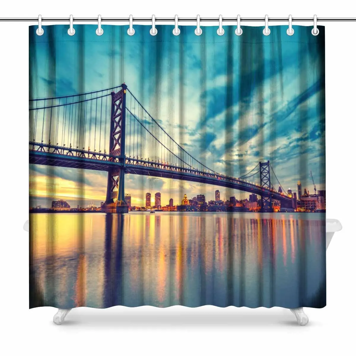 Aplysia Ben Franklin Bridge in Philadelphia at Sunset Bathroom Decor
