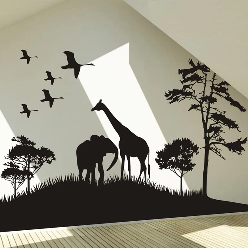 safari tree wall decal