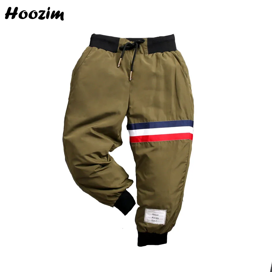 

Winter Army Green Pencil Pants for Girls 2 4 5 6 7 Years Cool Thick Warm Stripe Drawstring Trousers Boys Kids Autumn Baby Pants