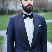 Полуночный синий смокинг индивидуальный костюм жениха, на заказ темно-синие свадебные костюмы для мужчин, на одной пуговице с отворотом мужской свадебный костюм