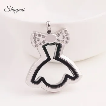 

5pcs/lot Newest Mixed Crystal Skirt Shape Magnetic Glass Charms Floating Locket Pendant Necklace