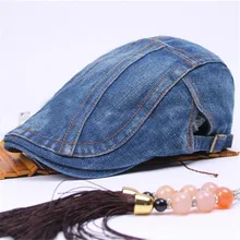 Новая мода Гэтсби Newsboy джинсовая кепка мужская джинсовая кепка гольф для вождения плоская таксистка унисекс Мужские джинсовые береты Кепка Duckbill Мужская кепка