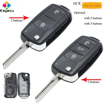 

KEYECU 10PCS Flip Remote Car Key Shell Case With 2 3 Button - FOB for Volkswagen/ Seat/ Skoda Citigo Octavia Rabid Roomster Yeti