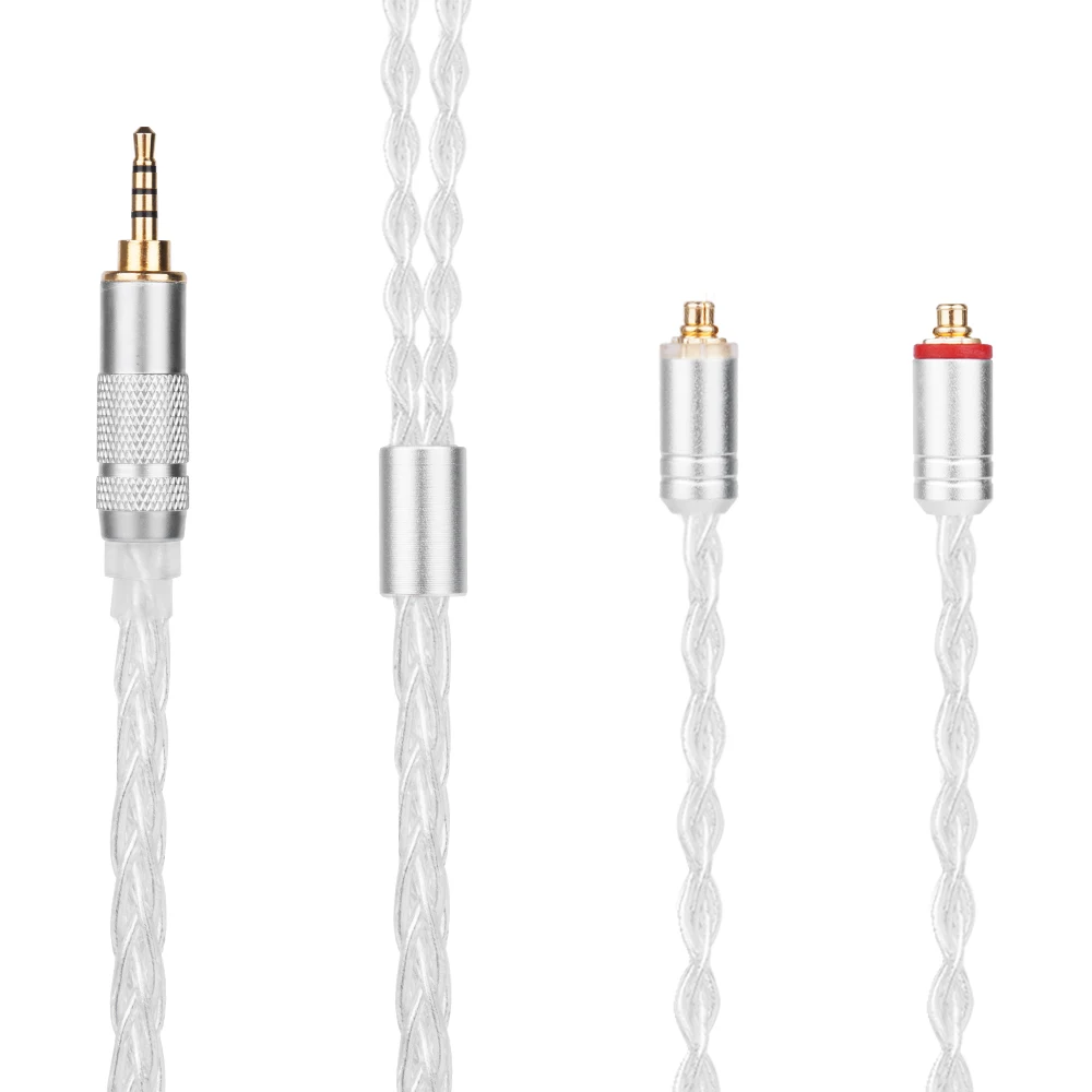 Yinyoo H3 H5 8 ядра Модернизированный посеребренный кабель 3,5/2,5/4,4 мм с MMCX/2pin для Yinyoo BL-03 C12 плотным верхним ворсом KZ ZS10 ES4 AS10 ZSN PRO ZSX - Цвет: MMCX 2.5