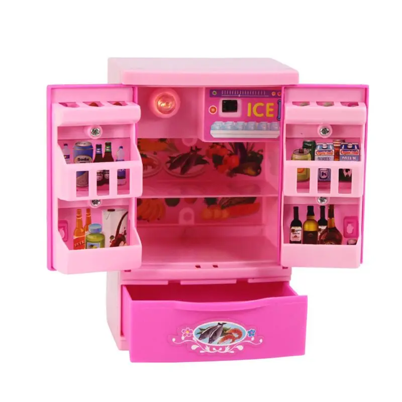 

Children Kid Boy Girl Mini Kitchen Electrical Appliance Refrigerator Fridge Toy Set Early Education Dummy Household Pretended Pl