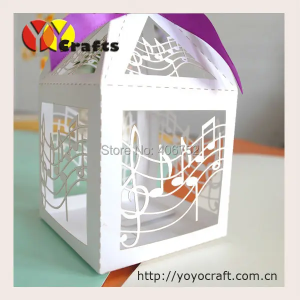 

50pcs/lot 10colors available laser cut music note wedding candy box souvenir Sweet Gifts Chocolate box with free ribbon