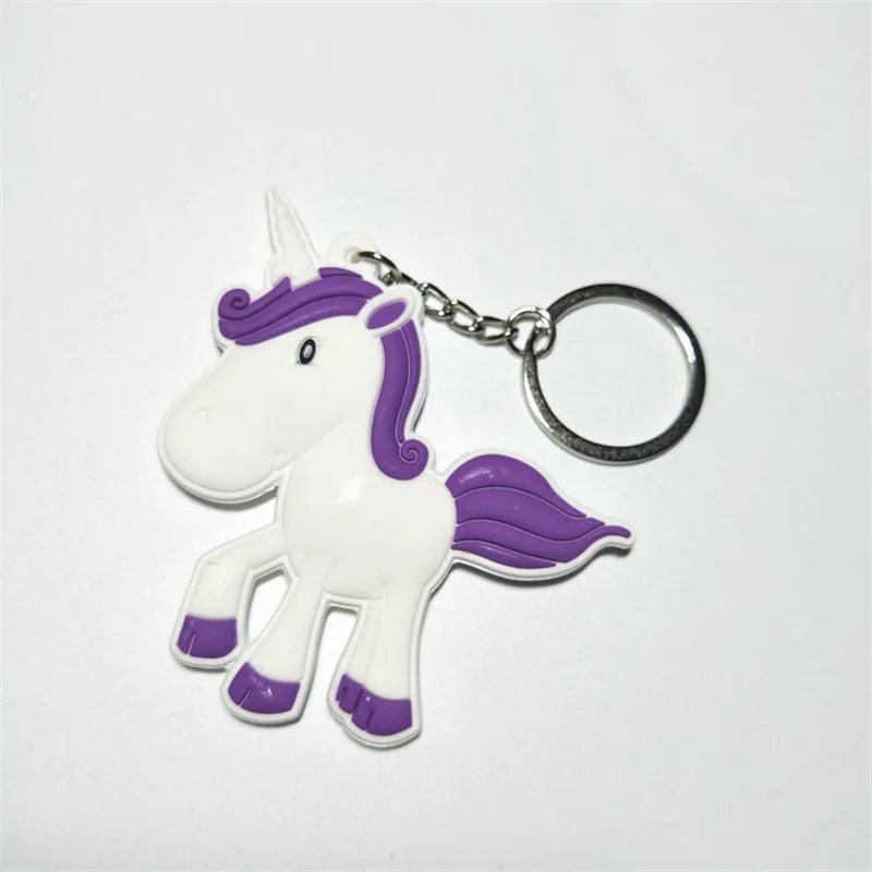 Kawaii Rainbow Unicorn Rhinestone Licorne PVC Keychain Figures Toys Cartoon Flying Horse Key Bag Pendant Dolls 10pcslot (3)