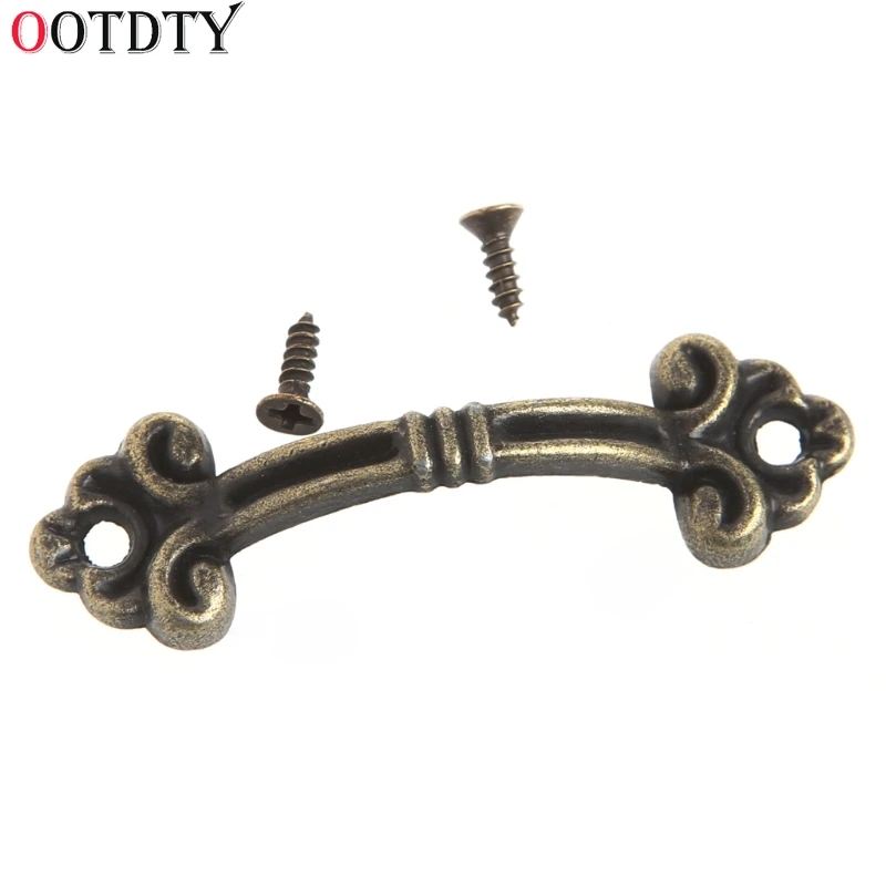 

OOTDTY 2018 Fashion 10x Handle Knob Retro Arch Tracery Drawer Wooden Jewelry Box Bronze Cabinet Pull
