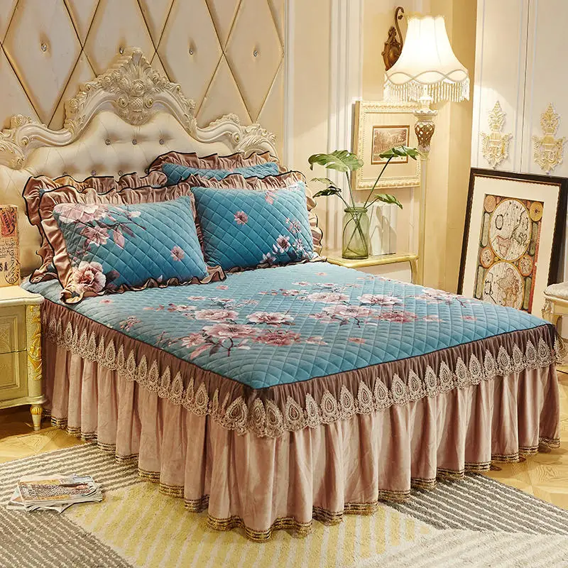 Buy Fleece Fur Bed Skirt Set Bed Cover Bedspread