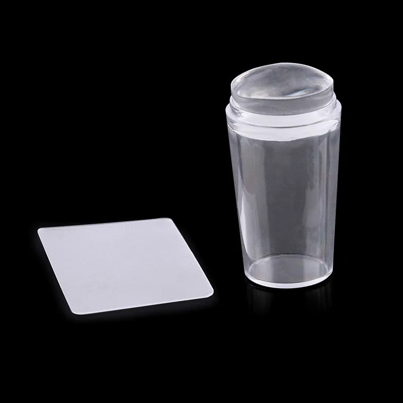 

Nail Art Templates Pure Clear Jelly Silicone nail stamping plates Scraper with Cap Transparent Nail Stamp Nail Art