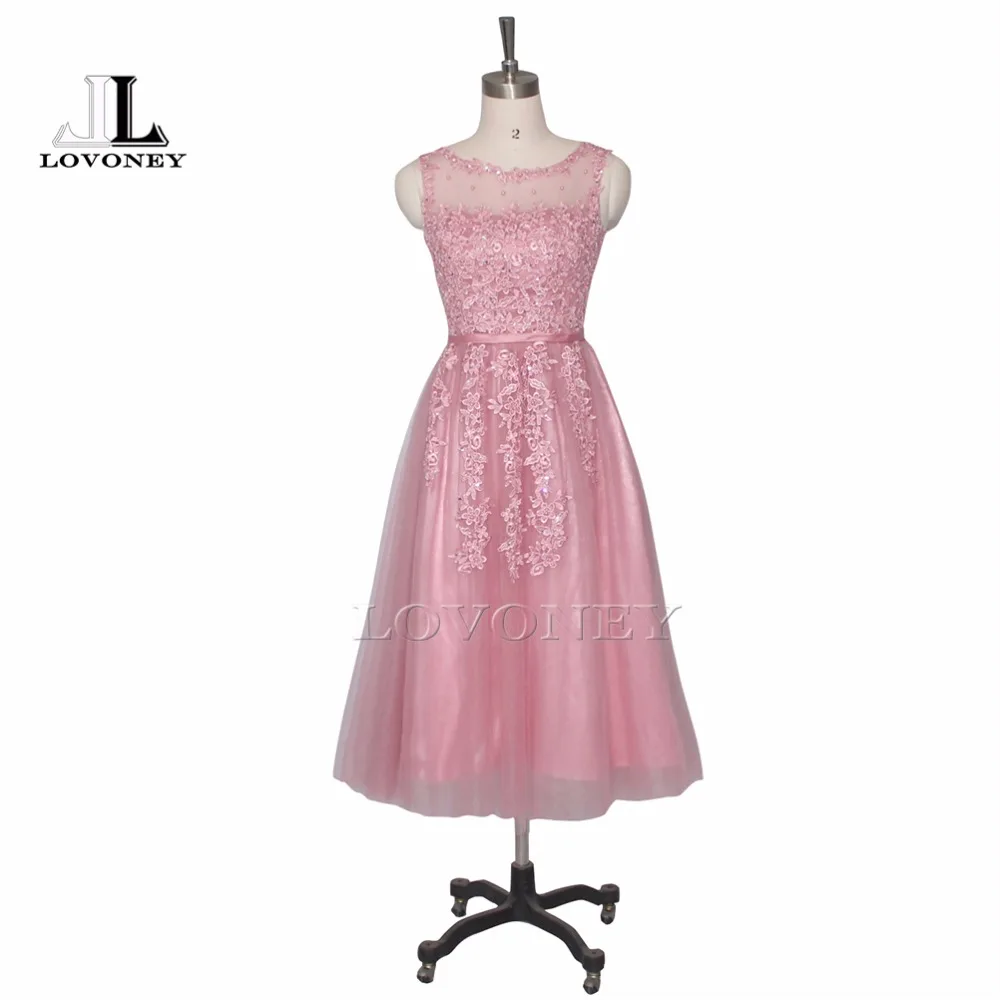 Lovoney m239 line рукавов чай длины короткие пром dress с аппликациями бисероплетение