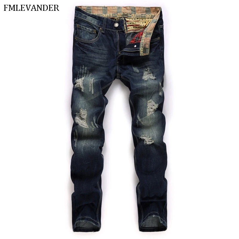 

Spring Autumn New Fashion 2018 Cotton Straight Ripped Casual Men Jeans