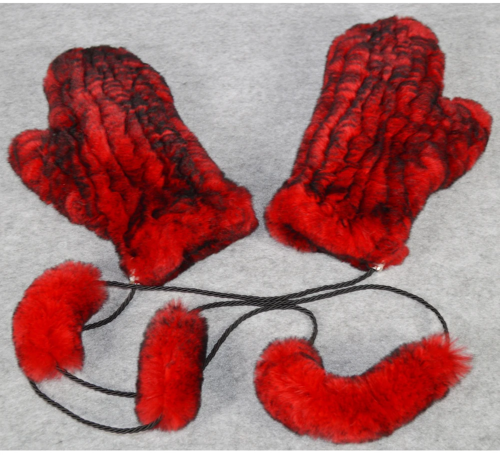 Горячая зимние перчатки из натурального меха женские эластичные ручной вязки Настоящий мех кролика перчатки наружные перчатки из натурального меха кролика рекс