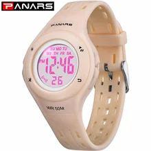 

PANARS Fashion 7 LED Colors Children Watch WR50M Waterproof Kids Wristwatch Alarm Clock Multi-function Watches for Girls Boys