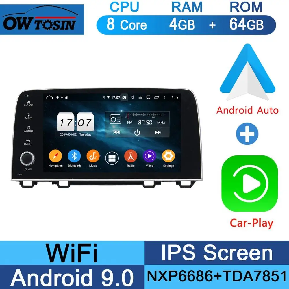 " ips 8 ядерный 4G+ 64G Android 9,0 автомобильный DVD мультимедийный плеер для Honda CRV CR-V gps Радио Стерео Parrot BT CarPlay - Цвет: 64G CarPlay Android