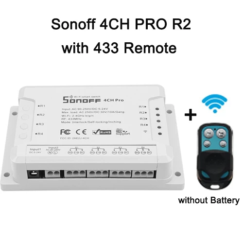 Sonoff 4CH Pro R2 умный Wifi переключатель 433 МГц RF Wifi светильник 4 комплекта 3 режима работы инчинг интерлок умный дом с Alexa - Цвет: 4CH PRO R2 with key