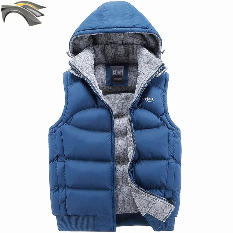 ФОТО DUNKINBO Men Fashion Winter warm Waistcoat Cotton-padded Vest Jacket Coat Detachable Hood 8925