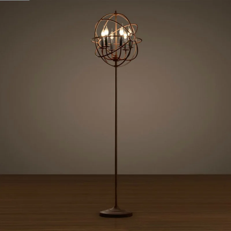 Современный Кованое железо хрустальный, круглый ретро дизайнерский Rh Лофт промышленный стиль торшер стоячая лампа - Цвет абажура: see chart