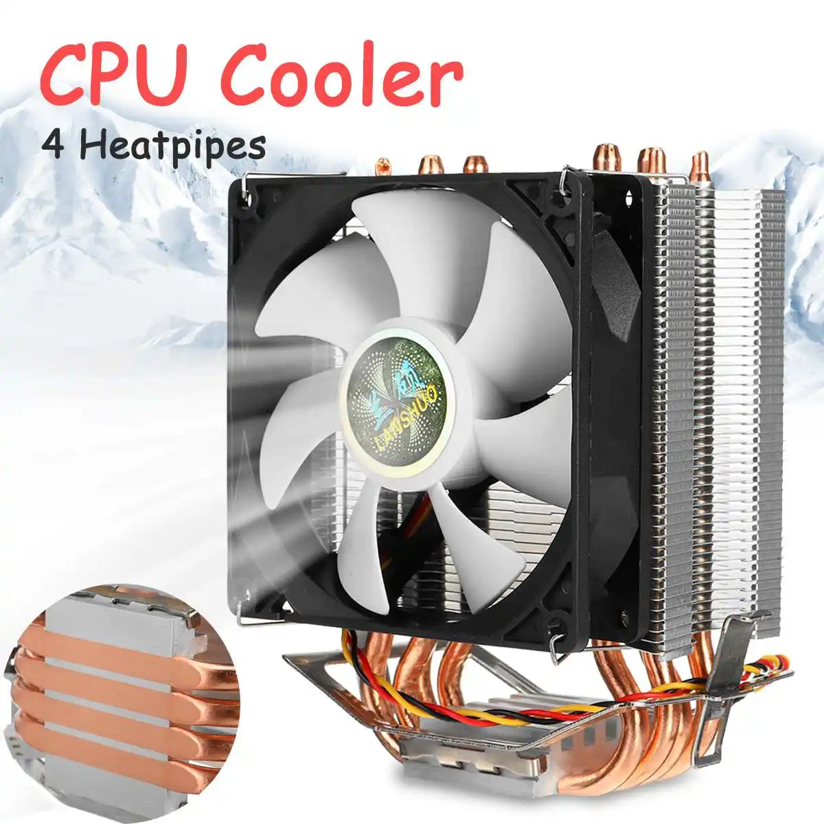 

PC CPU Cooler Heatsink 4 Heatpipe Fan Cooling Cooler Radiator for LGA 1150/1151/1155/1156/1366/775 Core for AMD AM3+/AM3/AM2+