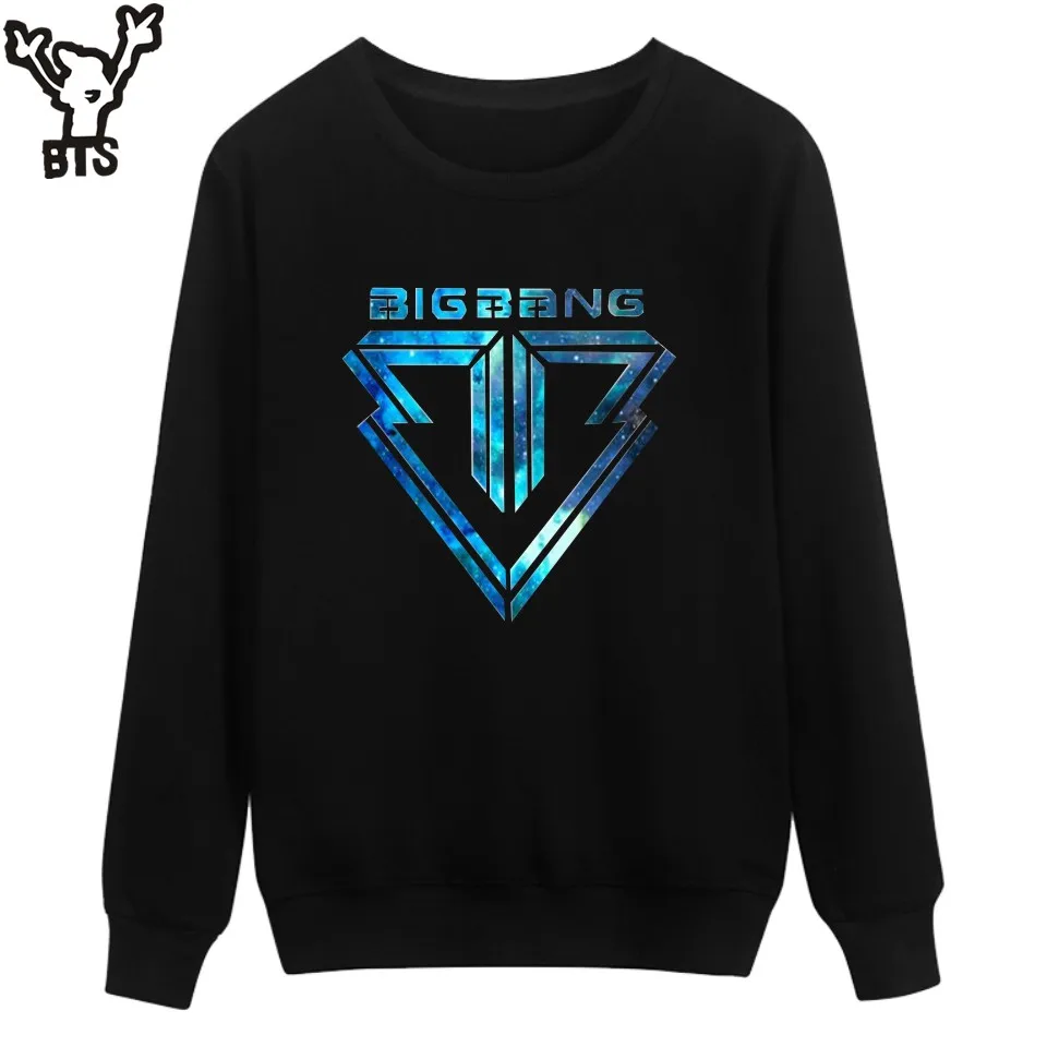 Толстовка KPOP Bigbang женская брендовая черная с круглым вырезом Осенняя Модная