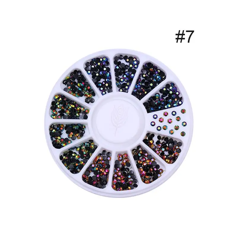 Дизайн ногтей 3D украшение в колесо горный хрусталь шпильки ногтей бисер цветной блестящий гель Морская звезда оболочки многоразовый ломтик хлопья - Цвет: pattern-7