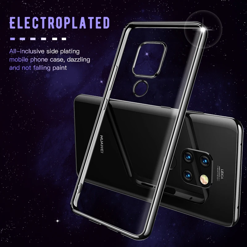 

Plating Soft TPU Case For Huawei Mate 20 Lite X 10 Pro Transparent Phone Back Cover For P20 Pro P10 Lite Protective Clear Coque