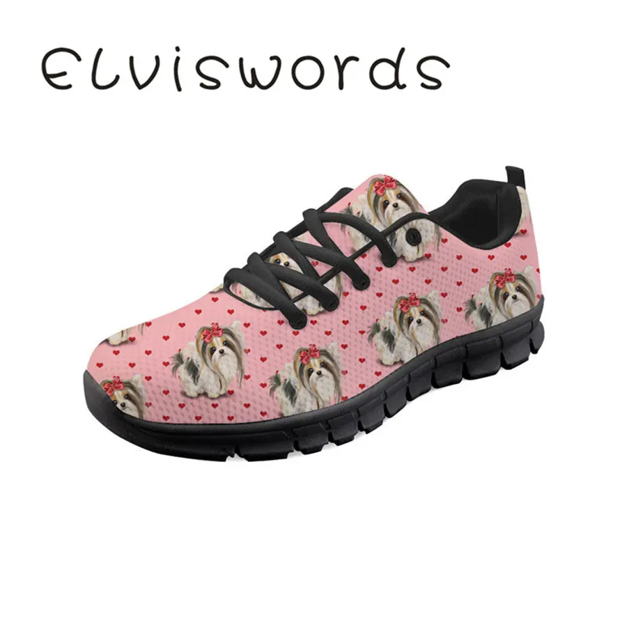 

Women's Shoes Spring and Summer New Lace-up Flat Casual Shoes Yorkie Printed Breathable Soft Outdoor Sports Shoes
